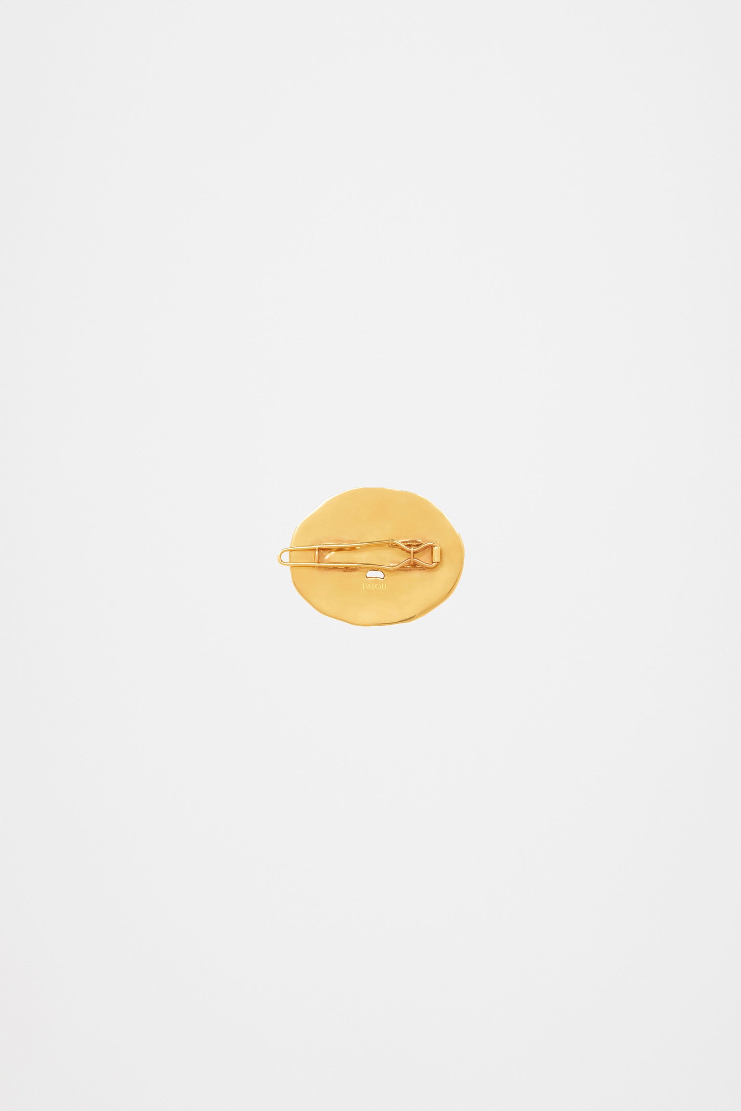 Patou - Large face brass hairclip - Gold - A legendary face, a fetching accessory.Large brass hairclip with a “Bocca della Verità”-inspired design.