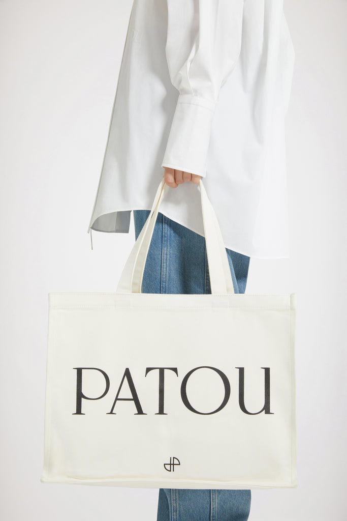 Large Logo Canvas Tote Bag in Pink - Patou