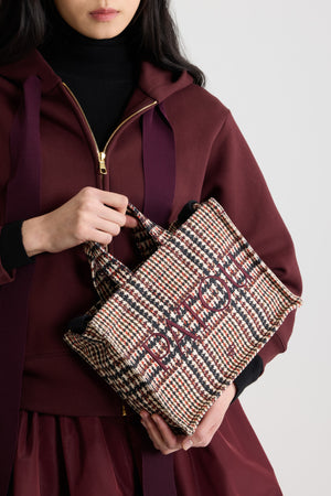Small Patou logo tote in printed cotton canvas