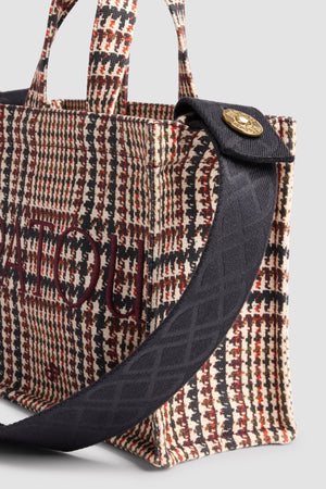 Small Patou logo tote in printed cotton canvas