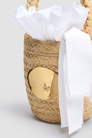 Borsa a secchiello in rafia