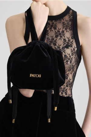 Evening pouch in cotton velvet