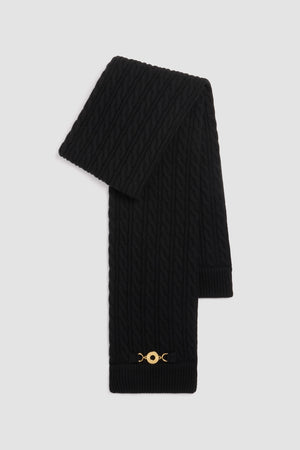 Cable knit scarf in wool and cashmere