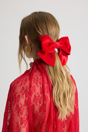 Barrette nœud en velours de coton