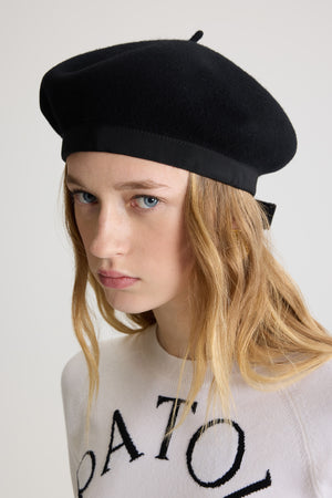 Béret en feutre de laine avec gros-grain