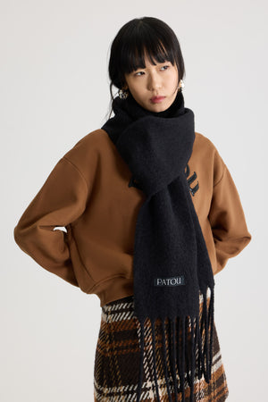 알파카 울 혼방 소재 롱 프린지 스카프