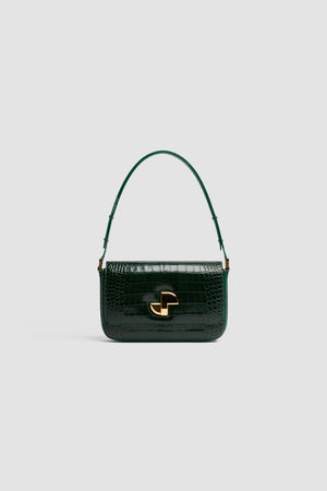 Borsa Le Classic Lock in pelle di coccodrillo goffrata