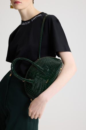 Le Patou クロコエンボスレザー ボウリングバッグ