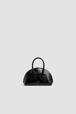 Borsa Le Patou Bowling in pelle di coccodrillo goffrata