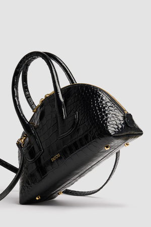 Borsa Le Patou Bowling in pelle di coccodrillo goffrata