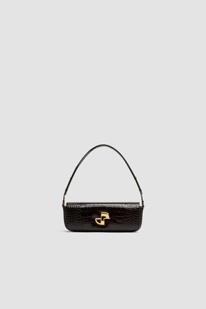 Borsa Le Lock Baguette in pelle di coccodrillo goffrata