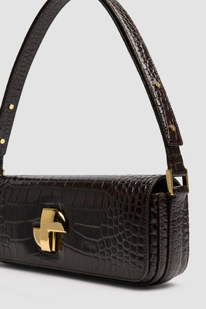 Borsa Le Lock Baguette in pelle di coccodrillo goffrata