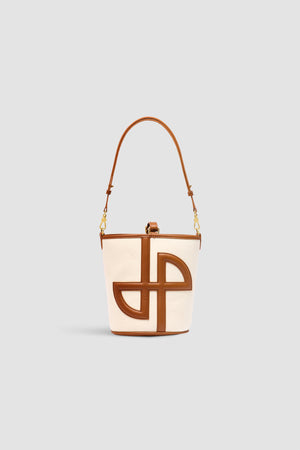 Mittelgroße JP Beuteltasche aus Leder und Canvas