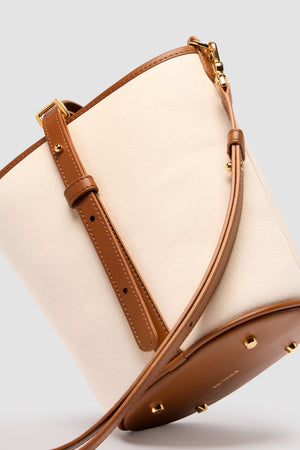Mittelgroße JP Beuteltasche aus Leder und Canvas