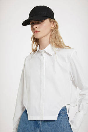 Chemise courte à découpes en coton bio