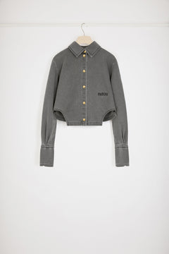 Kurzes Hemd mit Cut-Outs aus Bio-Baumwolldenim