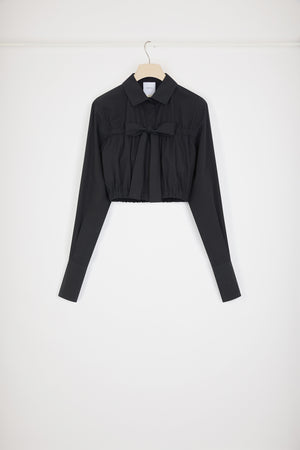 Kurze Bluse mit Schleife aus nachhaltiger Baumwolle