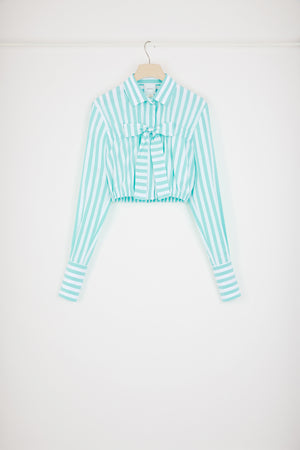 Chemise courte à noeud en coton imprimé