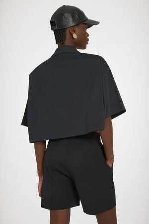 Wave cropped shirt in sustainable cotton