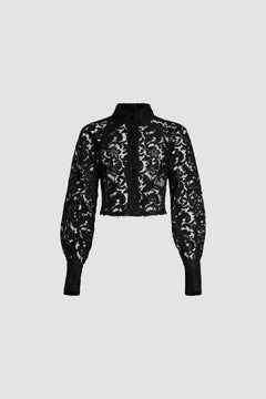 Cropped shirt in organic cotton blend lace