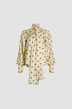 Lavallière-Bluse aus bedruckter Bio-Seide