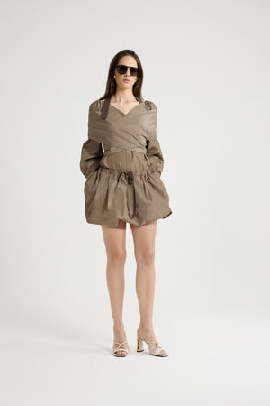Blusa incrociata in faglia riciclato