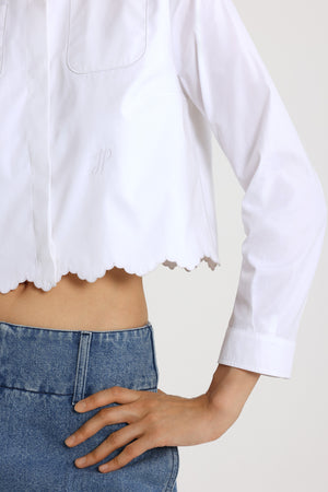 Chemise courte festonnée en popeline de coton bio