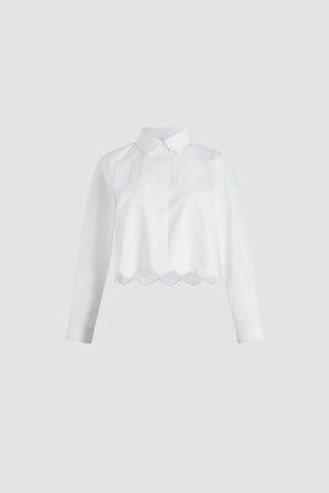 Chemise courte festonnée en popeline de coton bio