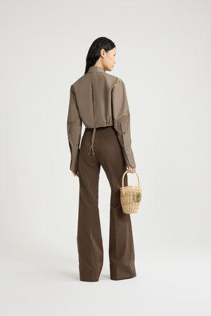 Cropped safari shirt in recycled faille