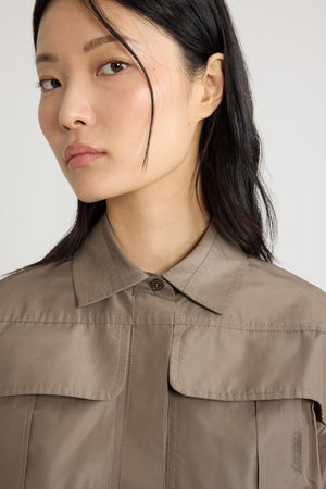 Cropped safari shirt in recycled faille