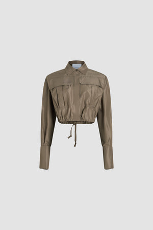 Cropped safari shirt in recycled faille