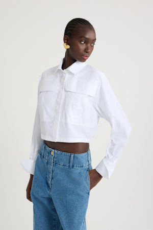 Camicia safari corta in popeline di cotone bio