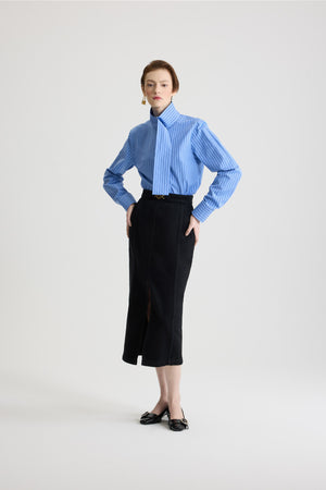 Blouse à col foulard en popeline de coton bio imprimée