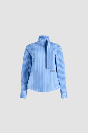 Blouse à col foulard en popeline de coton bio imprimée