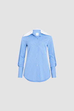 Blouse à col large en popeline de coton bio imprimée