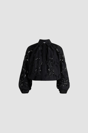 Blouse bouffante en dentelle de coton bio mélangé