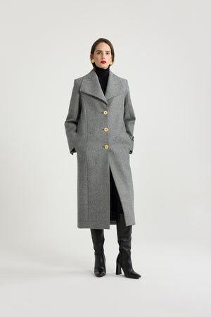 Long tailored coat in textured wool