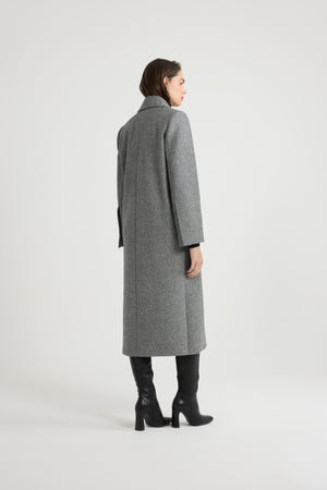 Long tailored coat in textured wool