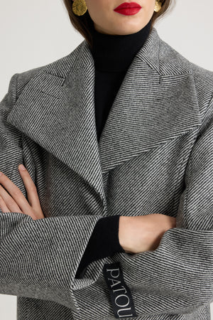 Long tailored coat in textured wool