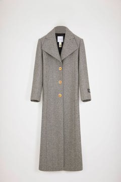Long tailored coat in textured wool