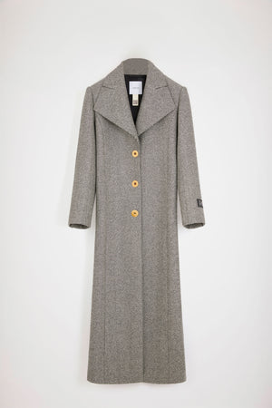 Long tailored coat in textured wool