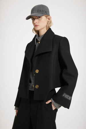 Kurze Jacke mit Cut-Outs aus Filz-Wollmix