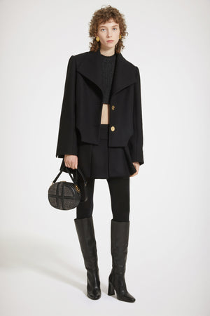 Kurze Jacke mit Cut-Outs aus Filz-Wollmix
