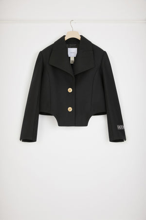 Kurze Jacke mit Cut-Outs aus Filz-Wollmix