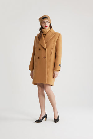 Manteau croisé en laine et cachemire