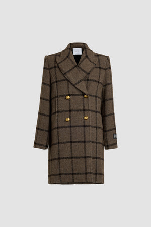 Cappotto doppiopetto in misto lana riciclata