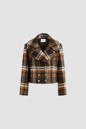 Cropped double-breasted coat in wool blend