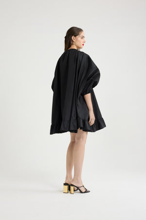 Robe à ourlet volanté en faille recyclée