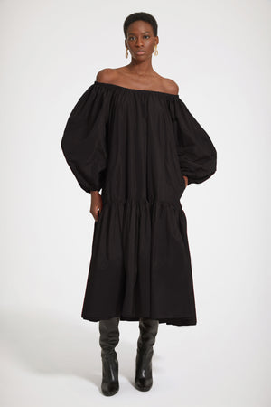 Robe longue à épaules dénudées en faille éco-responsable