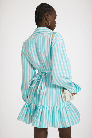 Robe courte volantée en coton imprimé